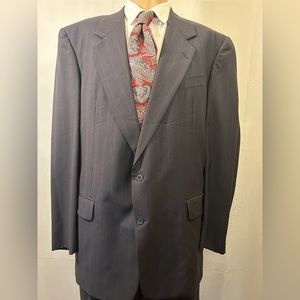 Givers & Hawkes No 1 Savile Row Navy Blue Pinstriped Wool 2pc Suit Sz 44L
